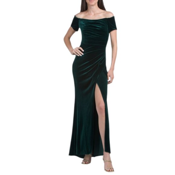 XSCAPE Long Velvet Off The Shoulder Gown - Picture 1 of 2